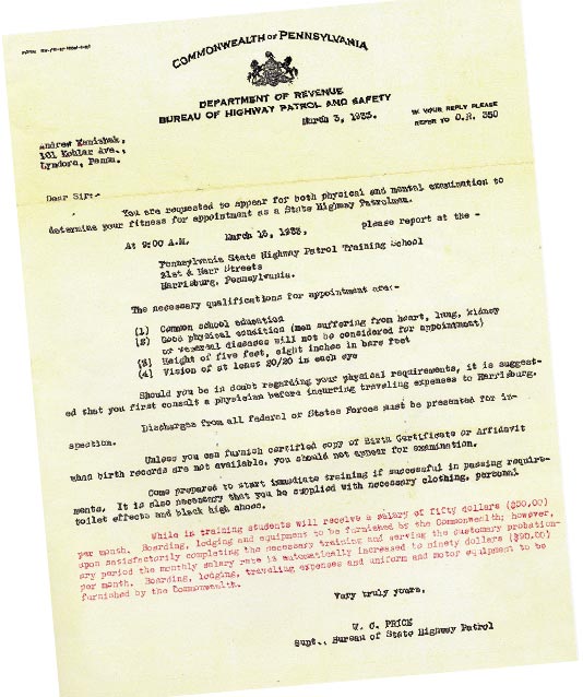 Highway Patrol letter to Andrew Kanishak 